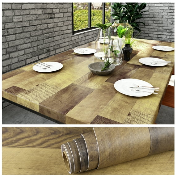 VEELIKE Brown Wood Contact Paper for Countertops Waterproof Wallpaper Peel and Stick 15.7''x118.1'' Self Adhesive Counter Top Contact Paper Removable Wood Wallpaper for Cabinets Shelf Liners Walls