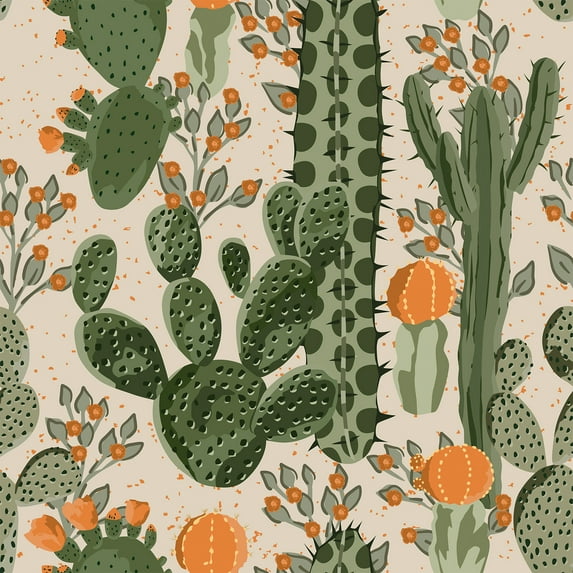 VEELIKE Desert Cactus Wallpaper 17.7''x118'' Green Cacti Succulents Floral Peel and Stick Wallpaper Boho Removable Wallpaper Self Adhesive Contact Paper for Cabinets Walls Bathroom Nursery