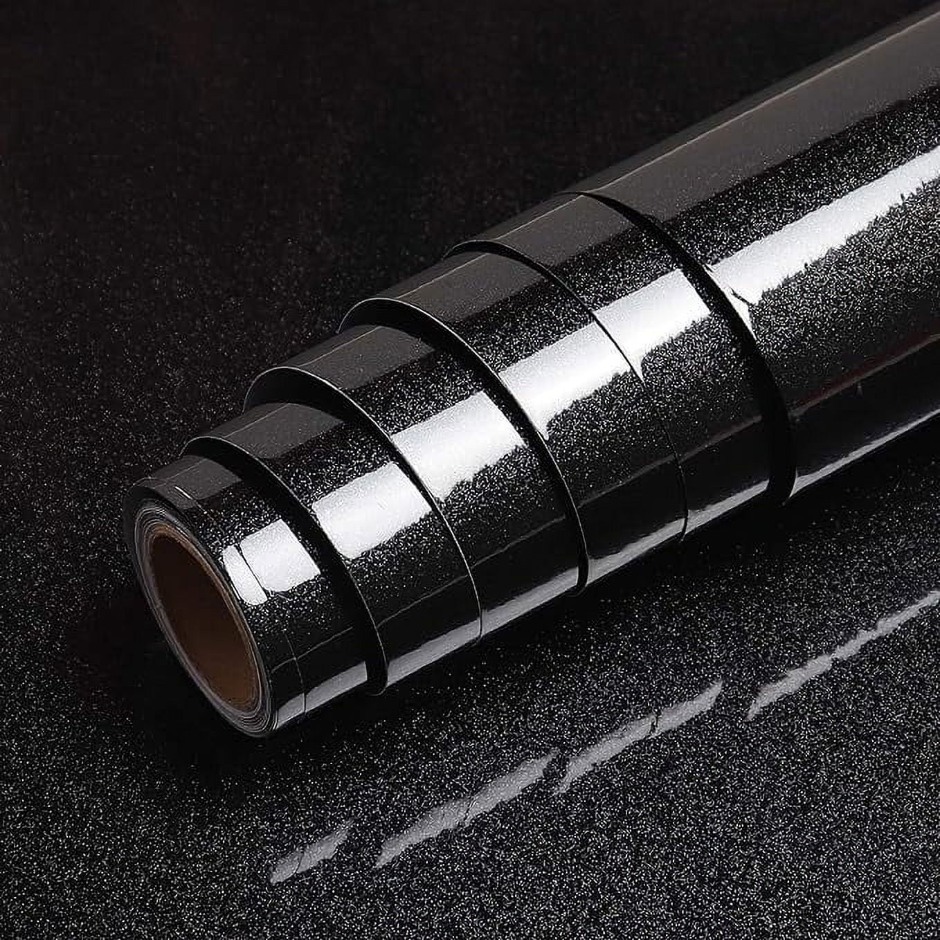 VEELIKE Glitter Black Contact Paper for Countertops Black Peel and