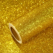 VEELIKE Gold Glitter Contact Peel and Stick Sparkle Gold Glitter Wallpaper for Countertop Waterproof Drawers Table Gold Wallpaper Textured Glitter Fabric Roll for Cabinets Kitchen Bedroom 15.7"x118"