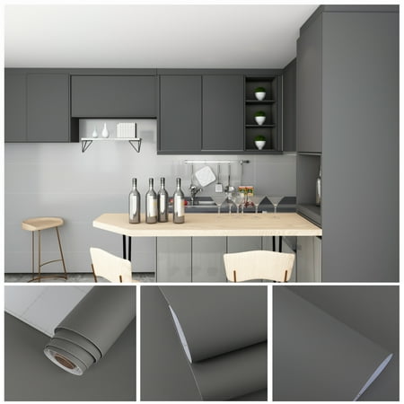 VEELIKE Grey Contact Paper 15.7"x118" Peel and Stick Wallpaper for Kitchen Cabinets Countertops Waterproof Oil Proof Self Adhesive Removable Decorative Contact Paper for Wall Furniture Covers Bedroom