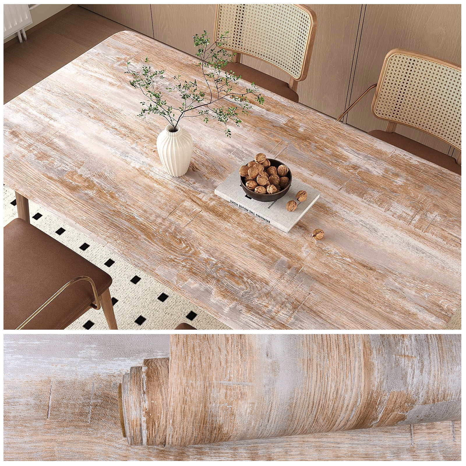 VEELIKE Grunge Wood Peel and Stick Wallpaper 15.7''x354'' Wood Peel and Stick Countertop Vinyl Wall Paper Removable Self Adhesive Brown Wood Grain Contact Paper for Countertops Desk Table Shelf Walls