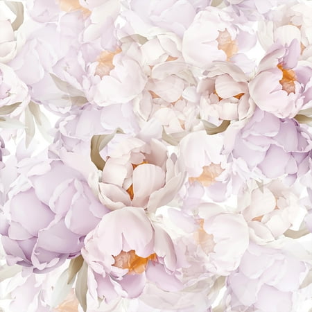 VEELIKE Lavender Pink Peony Blossom Floral Wallpaper 17.7''x118'' Large Floral Peel and Stick Wallpaper Floral Wall Mural Self Adhesive Removable Wallpaper Floral Contact Paper for Bedroom Nursery