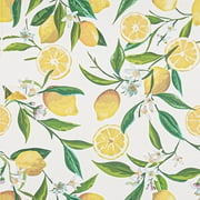 VEELIKE Lemon Wallpaper Peel and Stick Wallpaper Floral 17.7x118 Removable Self Adhesive Contact Paper Decorative Flower Yellow Lemon Mural Waterproof Vinyl for Nursery Kitchen Cabinets Liners