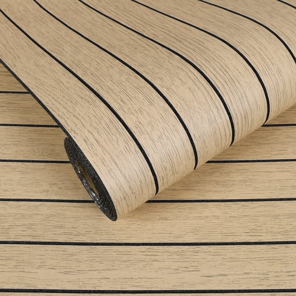 VEELIKE Light Oak Wood Contact Paper Peel and Stick Foam Slat Wallpaper for Bedroom 17''x118'' Self Adhesive Vinyl Wood Slat Wall Panel Removable Wall Paper for Walls Decor Living Room