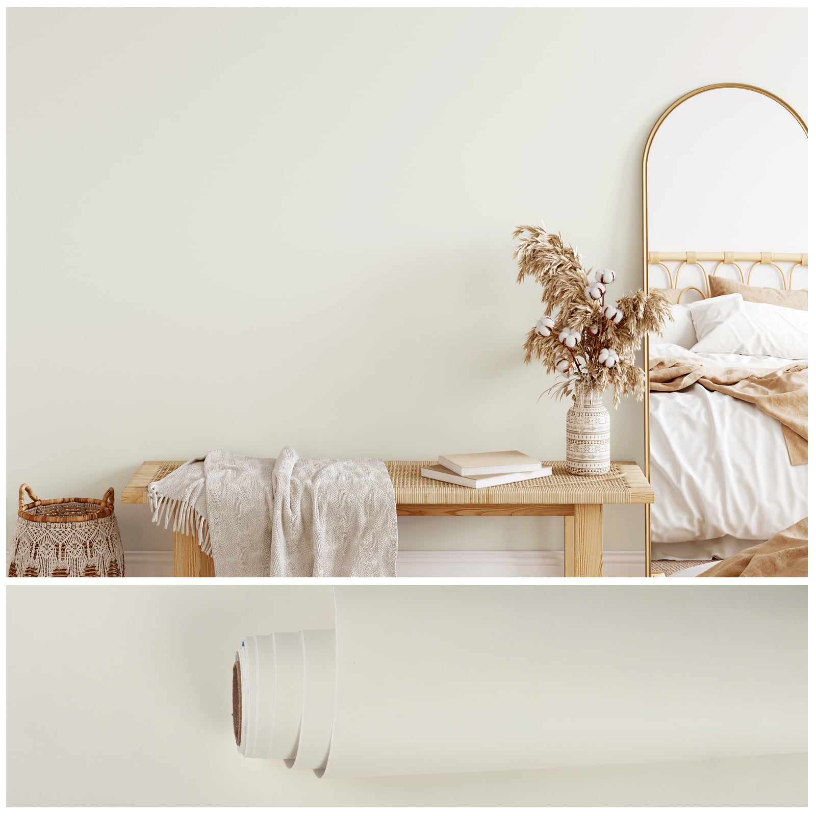 VEELIKE Off-White Peel and Stick Wallpaper for Bedroom Walls 15.7''x118'' Thick White Contact Paper for Countertops Removable Wallpaper Self Adhesive Vinyl for Cabinets Shelves Kitchen Furniture
