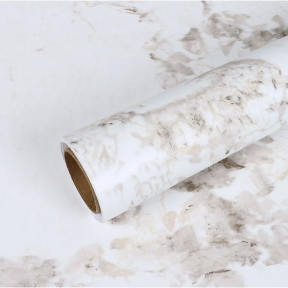 VEELIKE Onyx White Marble Contact Paper for Countertops Waterproof Peel and Stick Wallpaper 15.7"x118" Peel and Stick Countertops for Kitchen Bathroom White Vinyl Marble Wallpaper for Counter Table