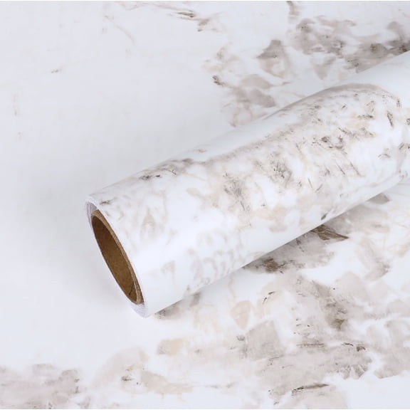 VEELIKE Onyx White Marble Contact Paper for Countertops Waterproof Peel and Stick Wallpaper 15.7"x354" Peel and Stick Countertops for Kitchen Bathroom White Vinyl Marble Wallpaper for Counter Table