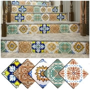 VEELIKE Peel and Stick Backsplash Tile for Kitchen- (Pack of 5) 8"x8" Self Adhesive Tiles Stickers for Wall  - Laminated PVC Tiles Bathroom Kitchen Backslpashes Tiles DIY Wall Tile Mexican Decor