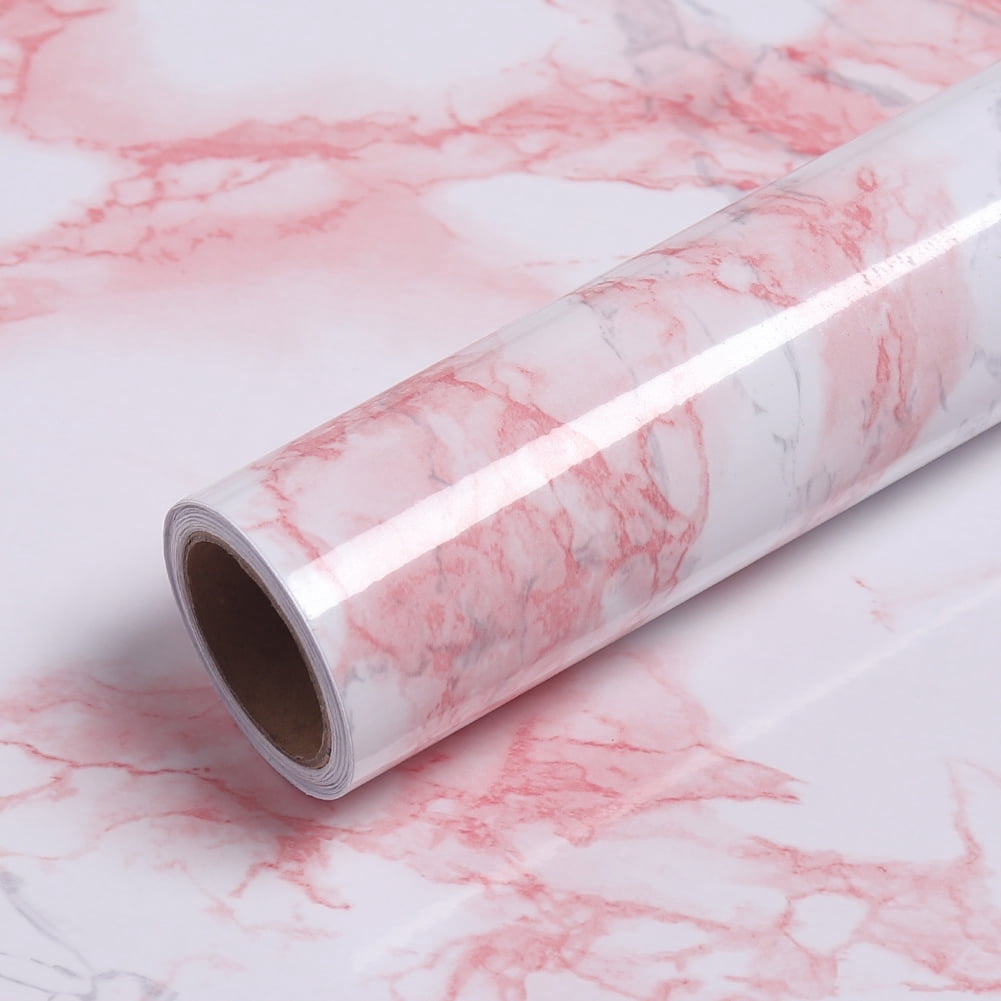 VEELIKE Pink Marble Contact Paper Peel and Stick Marble Wallpaper for Countertop Waterproof Self Adhesive Pink Marble Contact Paper for Kitchen Removable Pink Wall Paper for Backsplash 15.7'' x236''
