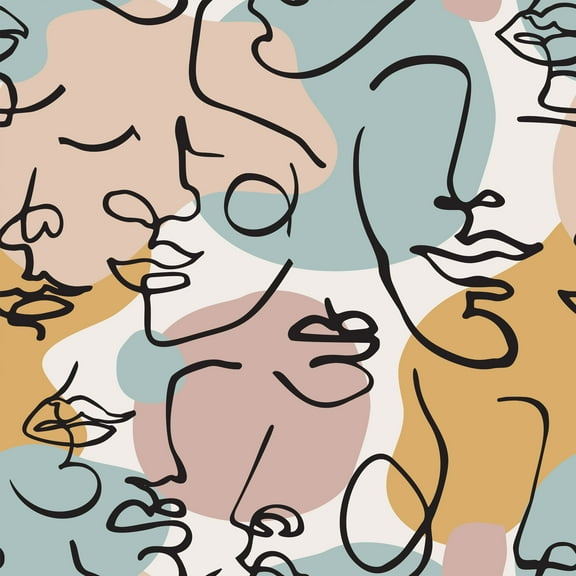 VEELIKE Portraits Geometric Wallpaper Peel and Stick Abstract Wallpaper Art Wall Mural 17.7''x118'' Modern Geometric Peel and Stick Wallpaper Removable Geometric Contact Paper for Bedroom Accent Wall