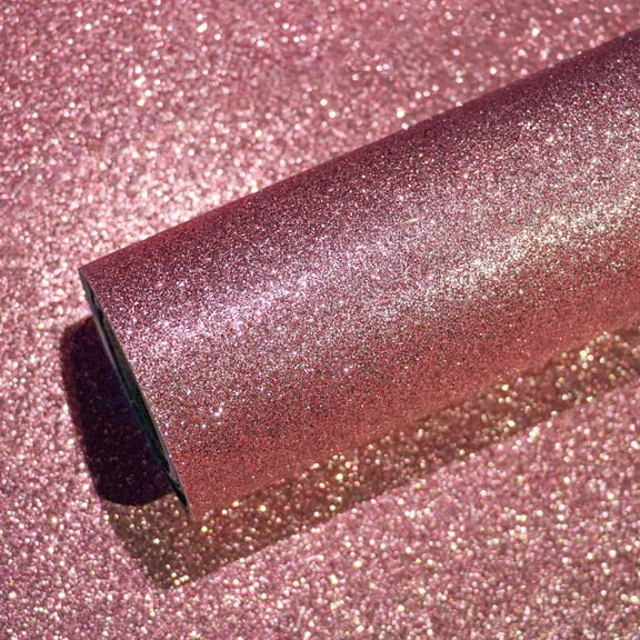 VEELIKE Rose Gold Glitter Wallpaper 15.7''x118'' Sparkle Glitter Peel and Stick Wallpaper Glitter Contact Paper Self Adhesive Removable Glitter Fabric Roll for Bedroom Walls Cabinets Vanity Dresser