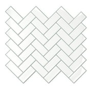 VEELIKE White Herringbone Backsplash Tiles Stickers 6 Sheets Peel and Stick Backsplash Tiles 12"x12"