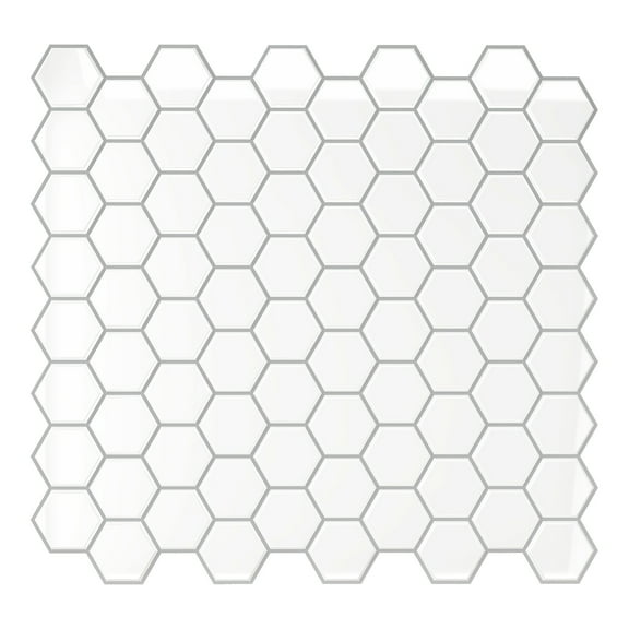VEELIKE White Hexagon Peel and Stick Backsplash Tiles for Kitchen Waterproof 6 Sheets 12''x12''