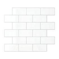 VEELIKE White Subway Peel and Stick Backsplash Tile for Kitchen 6 Sheets 12"x12"Waterproof Adhesive Backsplash Stick on Tile with Silver Grout Self Adhesive Wall Tiles for Bathroom Laundry Room