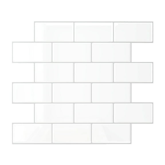 VEELIKE White Subway Peel and Stick Backsplash Tile for Kitchen 6 Sheets 12"x12"Waterproof Adhesive Backsplash Stick on Tile with Silver Grout Self Adhesive Wall Tiles for Bathroom Laundry Room