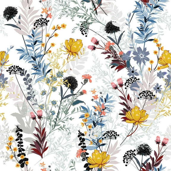 VEELIKE Wildflower Floral Wallpaper Peel and Stick Vintage Removable Wallpaper Floral Contact Paper for Walls Cabinets Furniture 17.7''x118'' Self Adhesive Floral Vinyl Wall Paper for Bedroom Bathroom