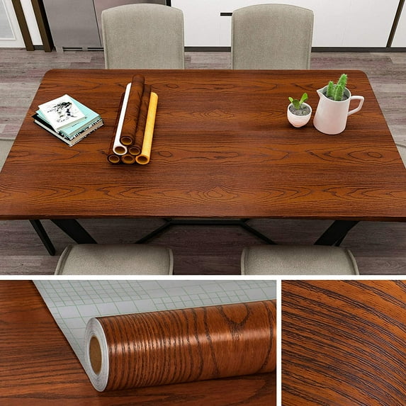 VEELIKE 15.7''x354'' Self Adhesive Wood Wallpaper Peel and Stick Wood Contact Paper for Countertops Waterproof Removable Wallpaper Vintage Wood Vinyl Film for Kitchen Cabinets Drawer Shelf Liners