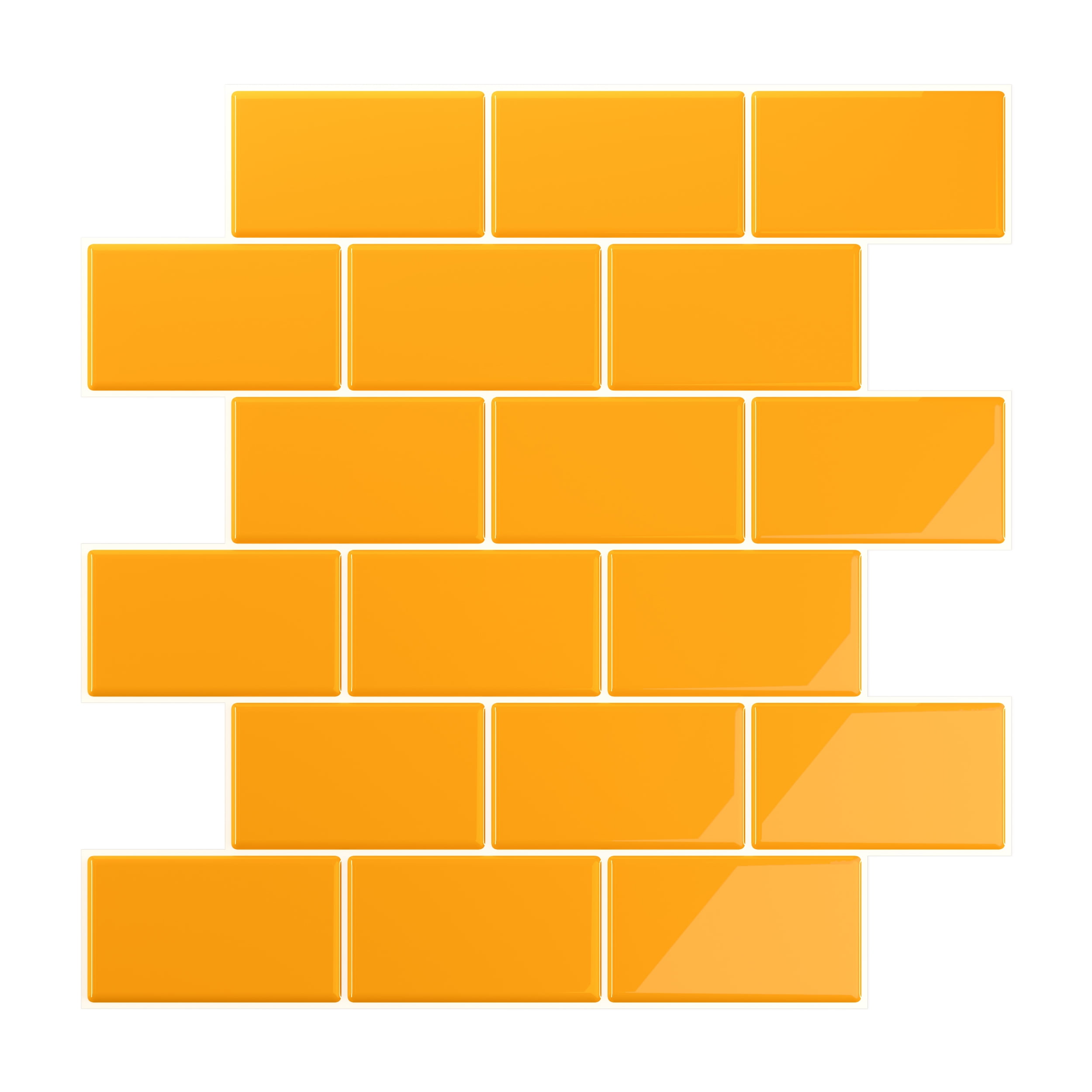 VEELIKE Yellow Subway Tile Peel and Stick Backsplash for Kitchen Waterproof 12"x12" 6 Sheets Yellow Wall Tiles for Bathroom Self Adhesive Vinyl Backsplash Tile Removable Stick on Tiles for Walls