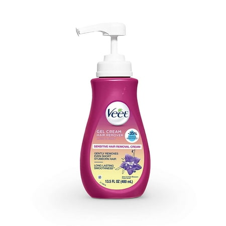 VEET Silk and Fresh Technology Legs & Body Gel Cream Hair Remover, Sensitive Formula, 13.5 FL OZ Pump Bottle (Pack of 2)
