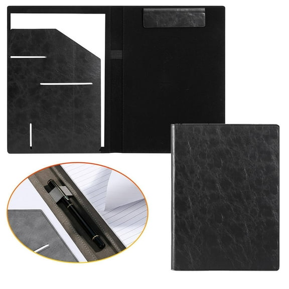 VEFSU 1pcs Portfolio Binder, Professional Padfolio with Clipboard and Storage, Portfolio Folder for Resume, Writing Pad, File, A4 Letter Size Notepad, Leather Folder for Office