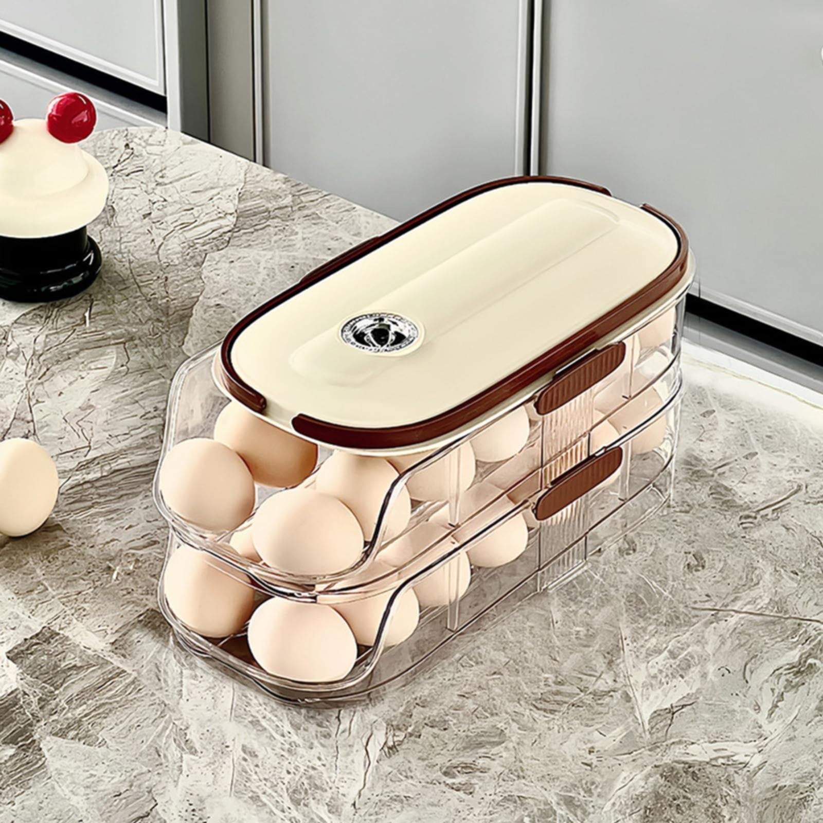 VEFSU Automatic Rolling Egg Dispenser – Stackable Fridge Egg Container for Easy Access and Organization