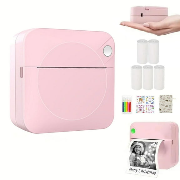 VEFSU Clearance! Mini Sticker Printer, Portable Thermal Inkless Sticker Maker Machine, Pocket Print Pods with Paper for Photo, Study Notes, Receipt, Journals, Compatible with Phone & Tablet