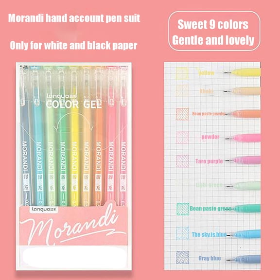 VEFSU Colored Pens, 9 Multi-color Color Stationery Pens Sets, Colorful Gel Pens for Home, Office, 0.5mm Fine Point Aesthetic Pens, Pastel Pens for Smooth Writing