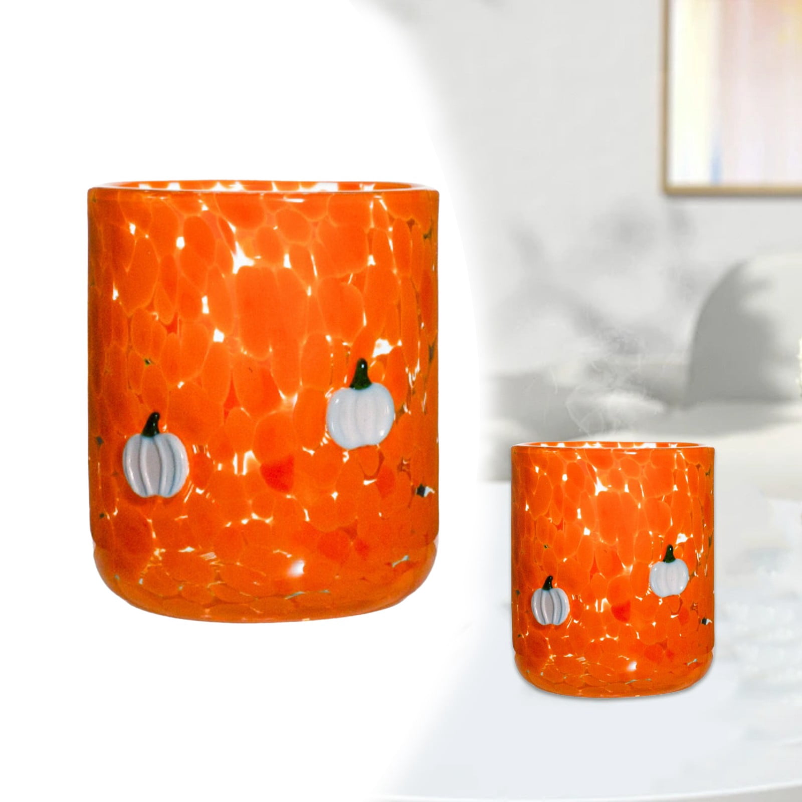 VEFSU Juice Glasses Pumpkin Glass Cups 14oz Stemless Drinking Glasses ...