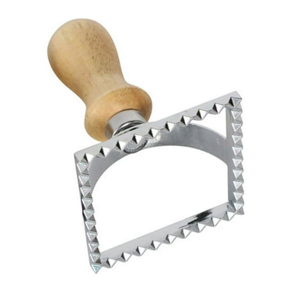 VEFSU Pasta Hand Cutting Machine 1 PC Ravioli Stamp Maker with Wooden Handle and Fluted Edge Dumpling Embossing Machine for Ravioli, Pasta, Lasagna, Hand-Cutting Machine Pasta Making Tool