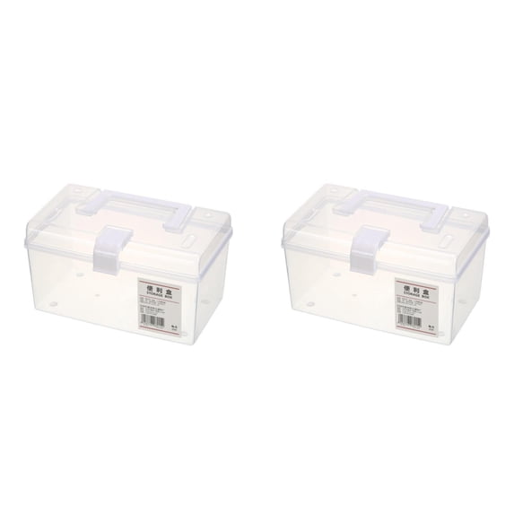 VEFSU Plastic Storage Box, Plastic Storage Container, 2 Pack Clear Carry Storage Box with Lock Lid and Handle, Multipurpose Organizer and Storage Case for Organizing Art Craft Supplies, Cosmetics