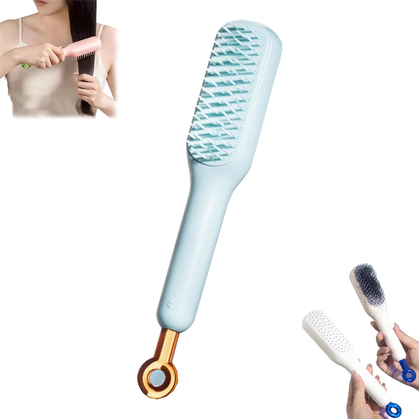 VEFSU Self Cleaning Anti Static Massage Comb Easy Clean Hair Brush with