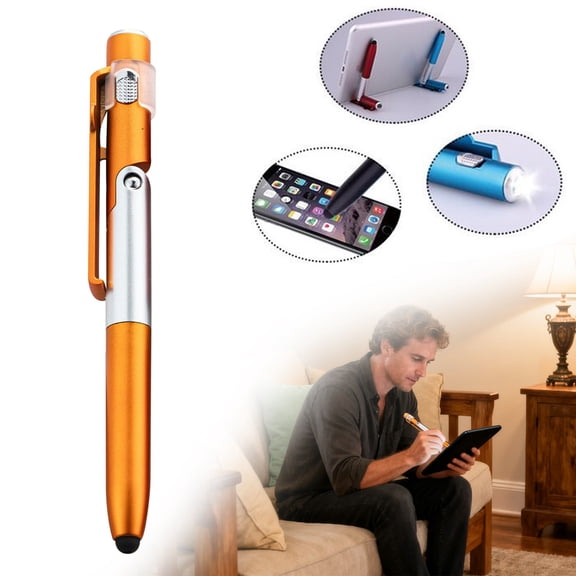 VEFSU Touch Ballpoint Pen Foldable Pen with Led Light Touch Screen Ballpoint Pens for Home, Office, Outdoor Travel Occasions Foldable Phone Stand Multifunction Stylus Pen for Writing in the Dark