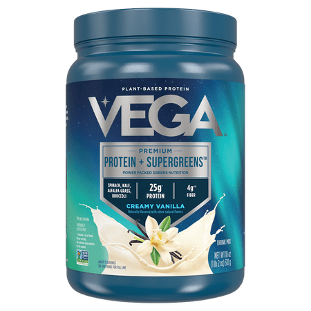 Vega - Protein + Greens, Vanilla, Gluten-Free, 25g Protein, 1lb 2oz