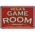 thumbnail image 1 of VEGA'S Game Room Gift Sign Vintage Look Metal Wall 12x18 112180001461, 1 of 1