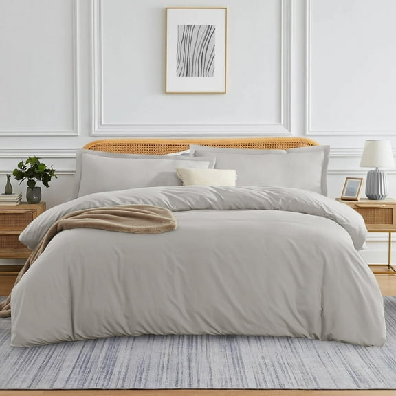 VEGAS HOTEL COLLECTION 1 Piece Duvet Cover/Quilt Cover { Zippered Closure } 1000 Thread Count- Silky Soft Egyptian Cotton, Color Silver Grey (Solid) - Queen Size