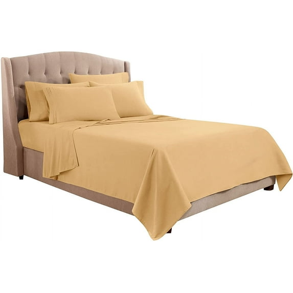 VEGAS HOTEL COLLECTION 1000 Thread Count Italian Finish (Gold Color) Fitted Sheet (1-PC) Deep Pocket 15 Inch (King Size) Solid Pattern