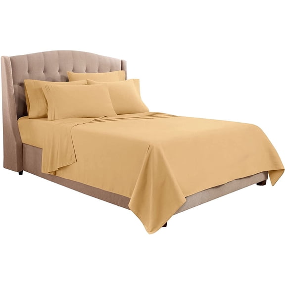 VEGAS HOTEL COLLECTION Gold Color Soft Touchy Fabric 100% Egyptian Cotton 600 Thread Count Brand 1-Piece Flat Sheet Only Queen Size (Pattern : Solid)