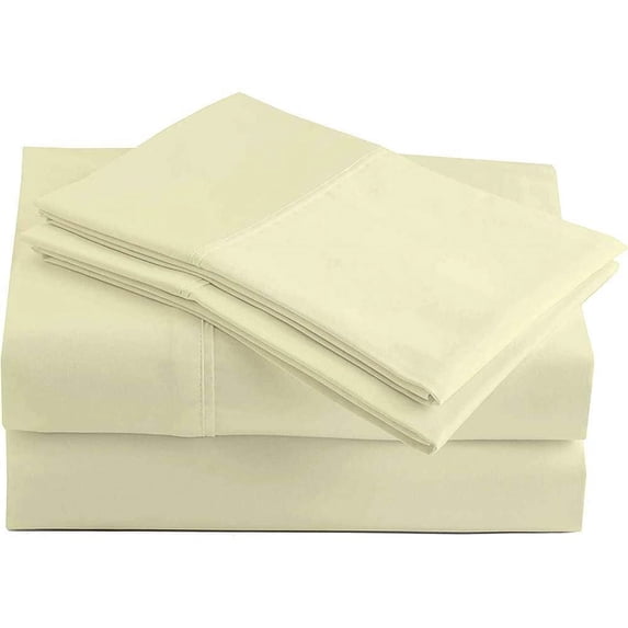 VEGAS HOTEL COLLECTION Natural Soft { Solid : Pattern } 100% Egyptian Cotton (1-PC) Fiited Sheet Queen Size Fits Upto (15-18 Inch Depth) Ivory Color (800 TC)