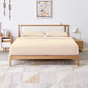 VEGAS HOTEL COLLECTION Soft Sheets 1200 Thread Count Pure Egyptian Cotton { 4-PCs } Sheet Set fits up to 14-15 Inch Deep { Pattern : Solid Guarantee (Queen, Ivory)