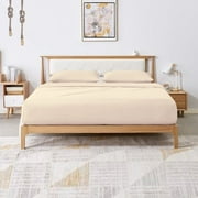 VEGAS HOTEL COLLECTIONKing Size 600-TC 100% Egyptian Cotton Solid Pattern 4 PCs Ivory Sheet Set 12 Inch Pocket