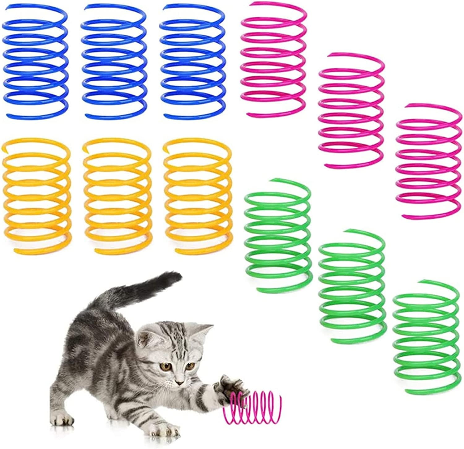 VEGCOO 12pcs Cat Spring Cat Toys, Colourful Cat Interactive Toys