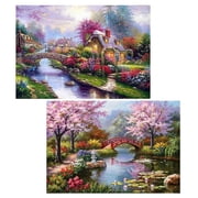 SPOKKI 2 Pack 5D DIY Diamond Painting Kits for Adults & Kids, Full Drill Crystal Rhinestone Art Crafts, Home Wall Decor, Embroidery Set