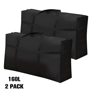VEGCOO 2 Pack Black Extra Large 160L Duffle Bag - 600D Thick Oxford Cloth, Waterproof Moving/Storage/Travel/Seasonal Storage Bag with Reinforced Handles & Double Zippers (35" x 20" x 11")