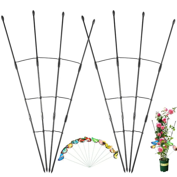 VEGCOO 2-Pack Rustproof Plant Trellis - 47" Obelisk Supports for Climbing Flowers & Vegetables