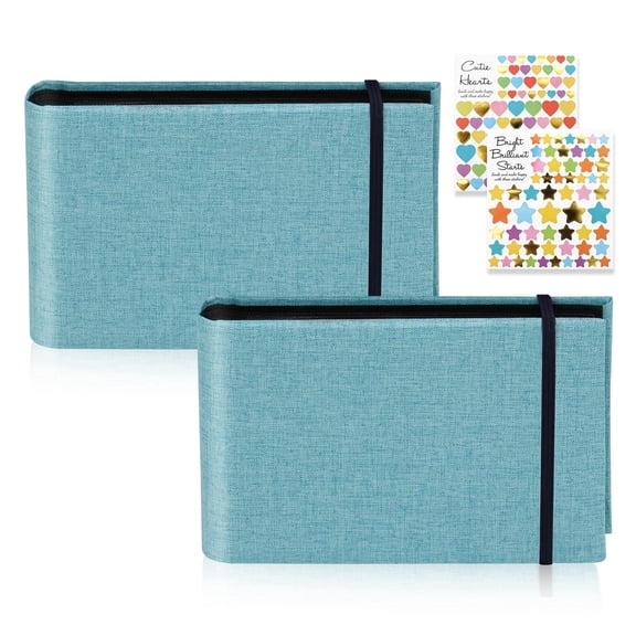 SPOKKI 2 Pack Small Photo Album 6x4 | Linen Cover Photo Albums for 200 Photos | Portable Mini Flip Memory Book with Stickers for Wedding, Holiday & Family