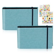 SPOKKI 2 Pack Small Photo Album 6x4 | Linen Cover Photo Albums for 200 Photos | Portable Mini Flip Memory Book with Stickers for Wedding, Holiday & Family