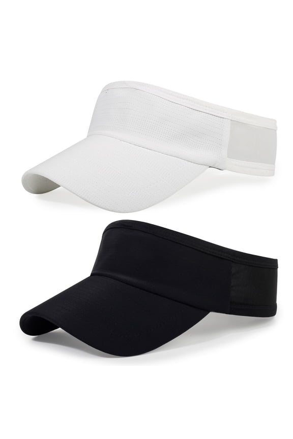 2 Pack Sports Sun Visor Hats Men Women, Breathable Lightweight Cooling Stretchy Cap for Running, Tennis, Golf