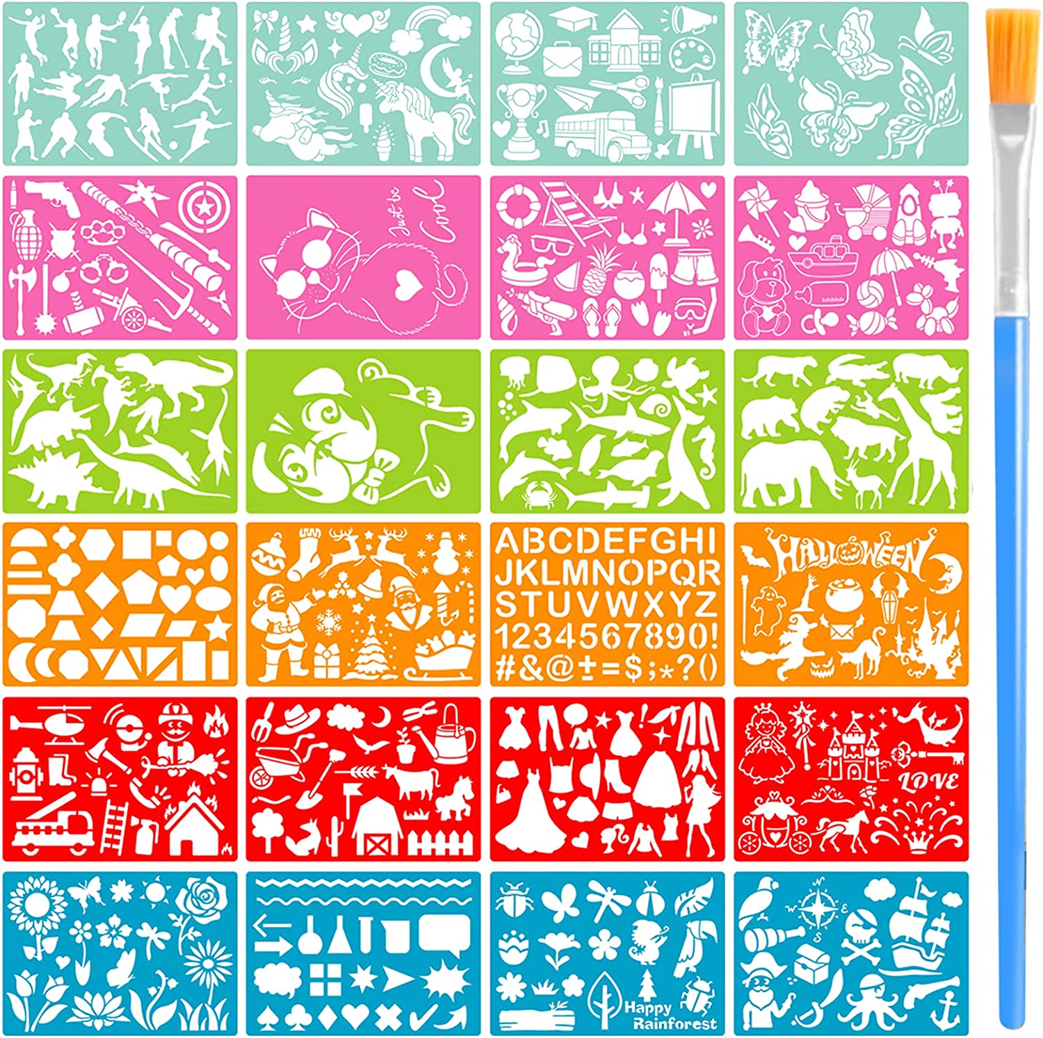 Springcorner Drawing Stencils Set for Kids,20 Pcs Painting Stencil Kit
