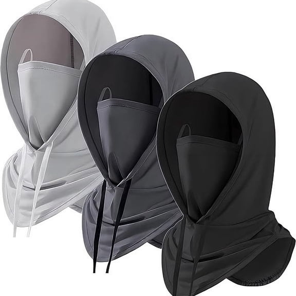 VEGCOO 3 Pack Balaclava Ski Face Mask for Men Women, Breathable Sun UV Protection Hood Full Head Mask Face Cover for Skiing Fishing